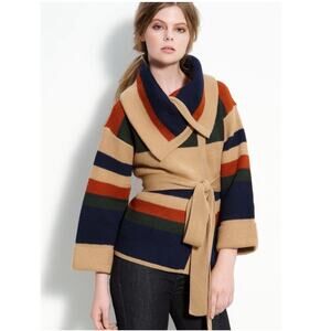 Marc Jacobs Babylon Cardigan 100% Merino Wool Belted Chunky Knit Blanket Sweater